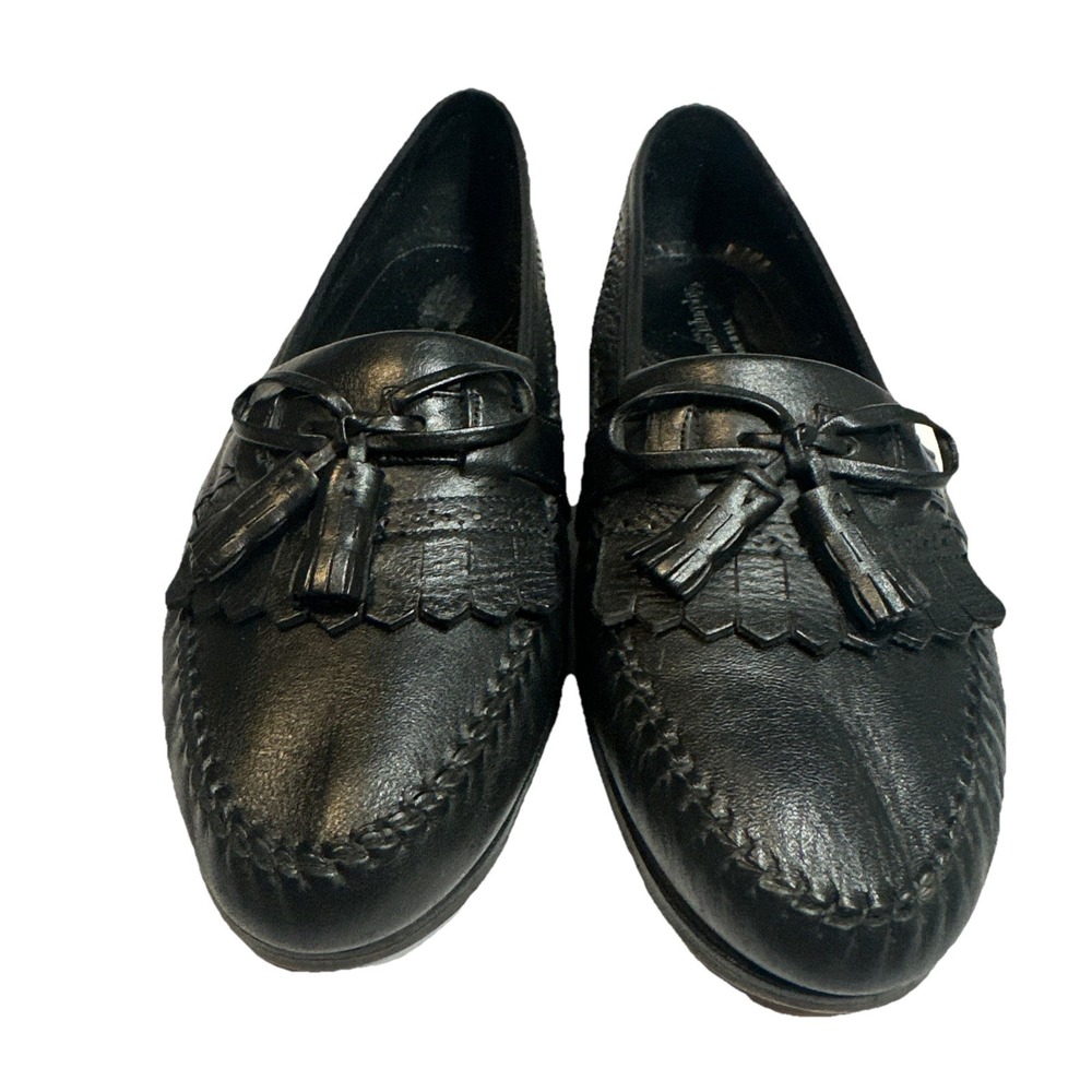 Men's Johnston & Murphy Crown Aristocraft Black Tassel Loafers Leather Size 10M